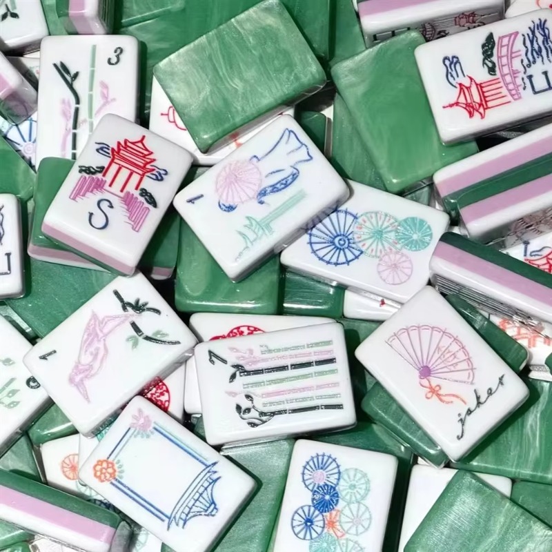 Board Game Mahjong - قطع ماهجونغ أمريكية لطيفة، تصميم فريد،