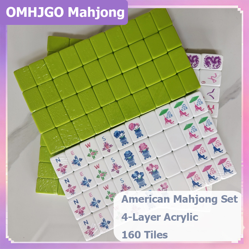 Board Game Mahjong - مجموعة ماجونغ أمريكية فاخرة باللون الأخضر